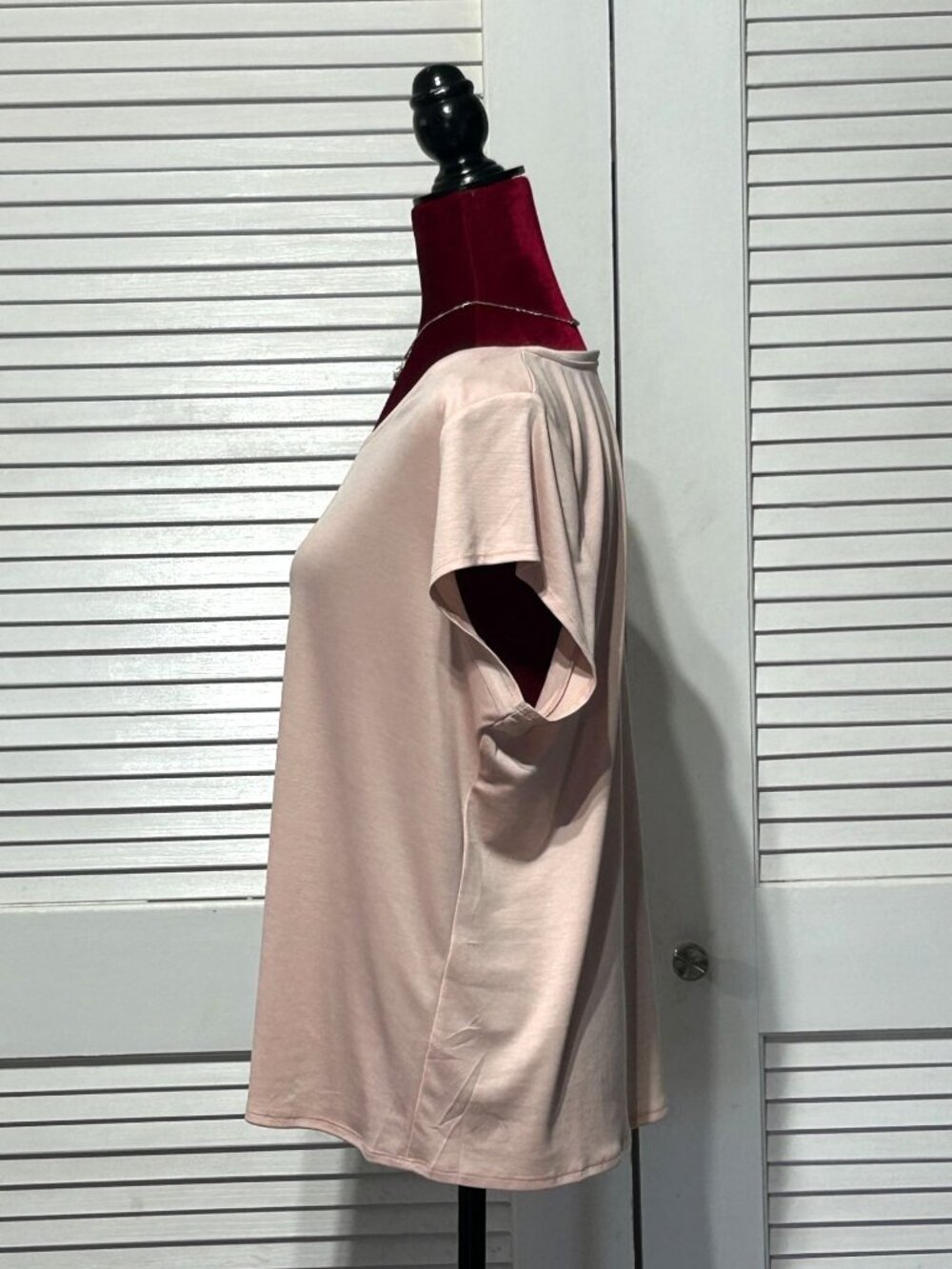Eileen Fisher Women's Blush Pink Short Sleeve Scoop Neck Top Blouse Sz XL 3081 - Picture 4 of 11